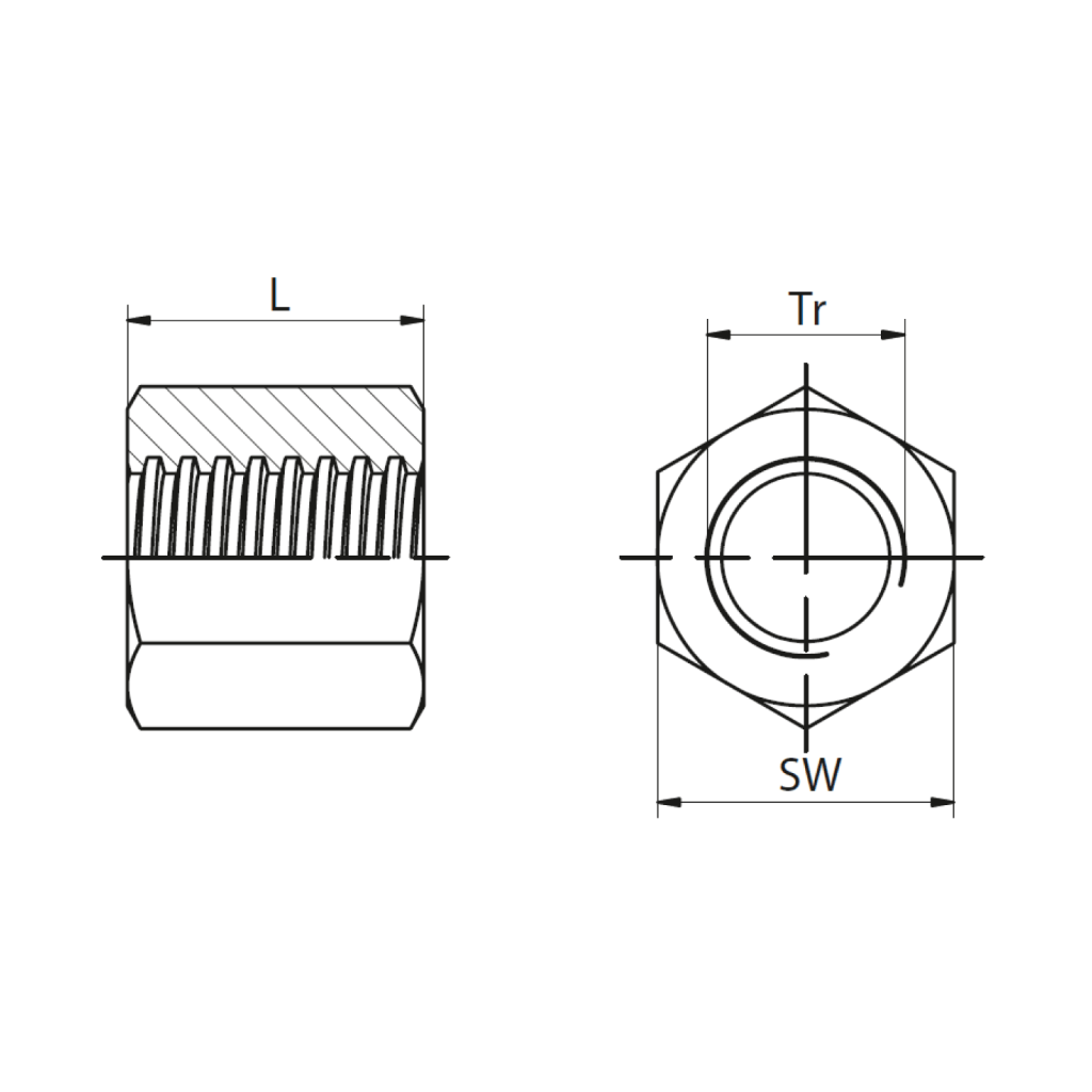 Hexagonal steel nut SKM | ZIMM