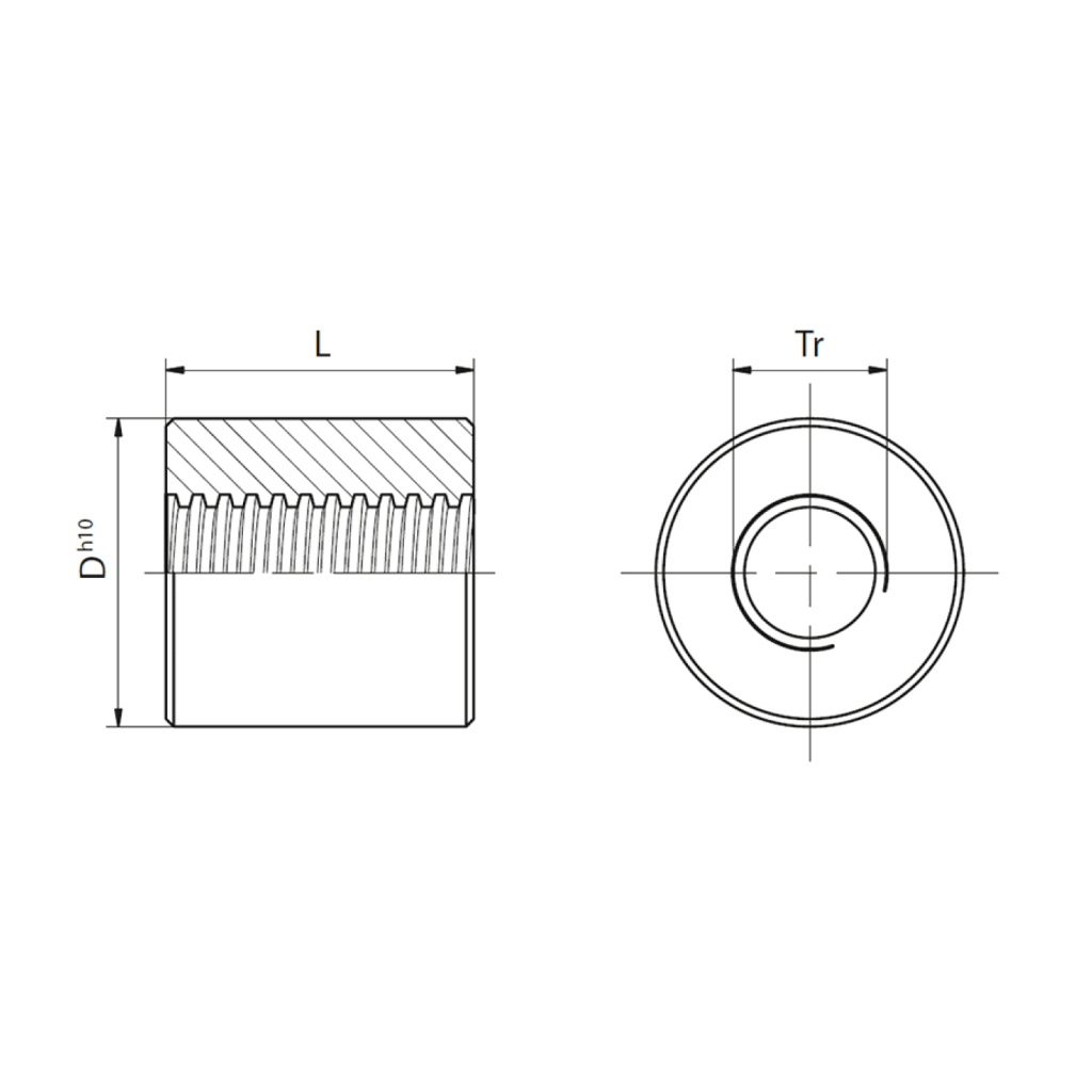 Long red brass alloy nut LRM | ZIMM