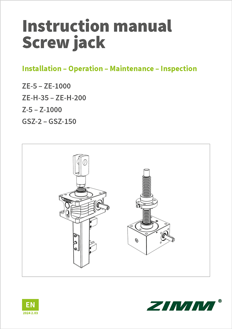Instruction manual 2.0 screw jacks | ZIMM